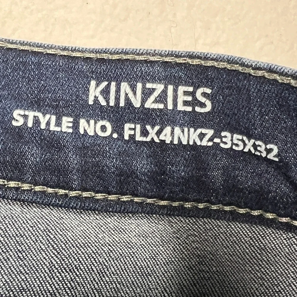 Mugsy Kinzies Jeans Mens 35x32 Blue Dark Wash Straight Leg Stretch Performance - Picture 4 of 10